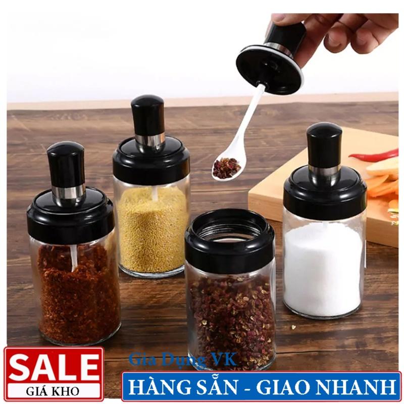 Hũ Đựng Gia Vị Thuỷ Tinh Kèm Muỗng 250ml