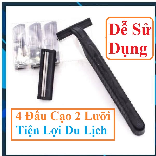 Set Dao Cạo Râu 2 Lưỡi Kép 4 Đầu Cạo Dễ Sử Dụng Tiện Lợi [ Video Ảnh Thật Sản Phẩm ]