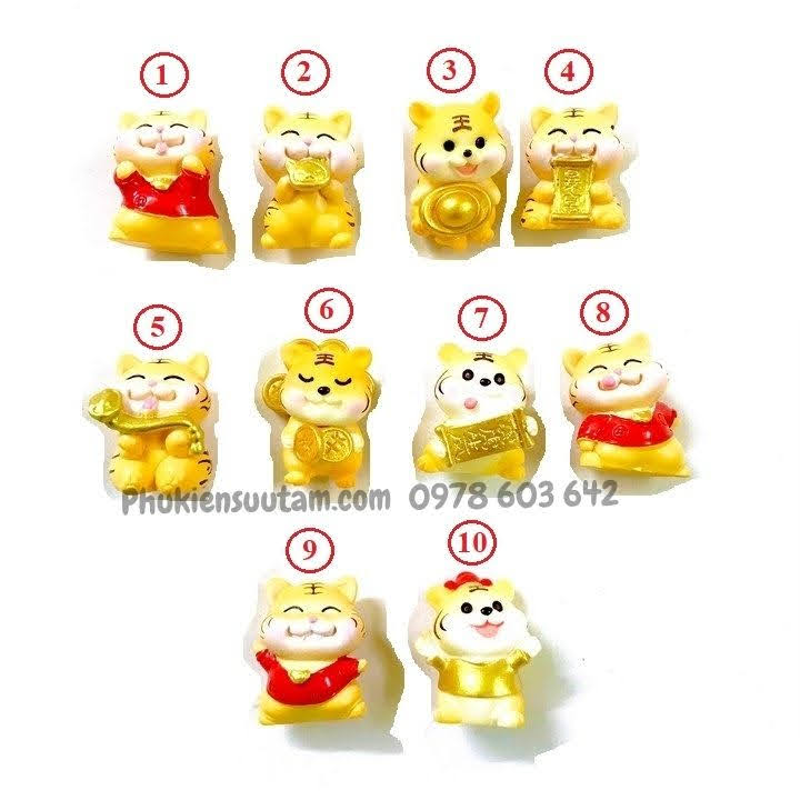 Tượng Nhựa Con Cọp Cute Dễ Thương , Dùng để trưng bày trên bàn sách, bàn làm việc, xe oto, kích thước 4 x 3.5cm, màu vàng - TMT Collection - SP005465