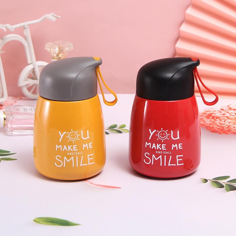 Bình giữ nhiệt mini hình giọt nước cao cấp in chữ You make Me smile 250ml