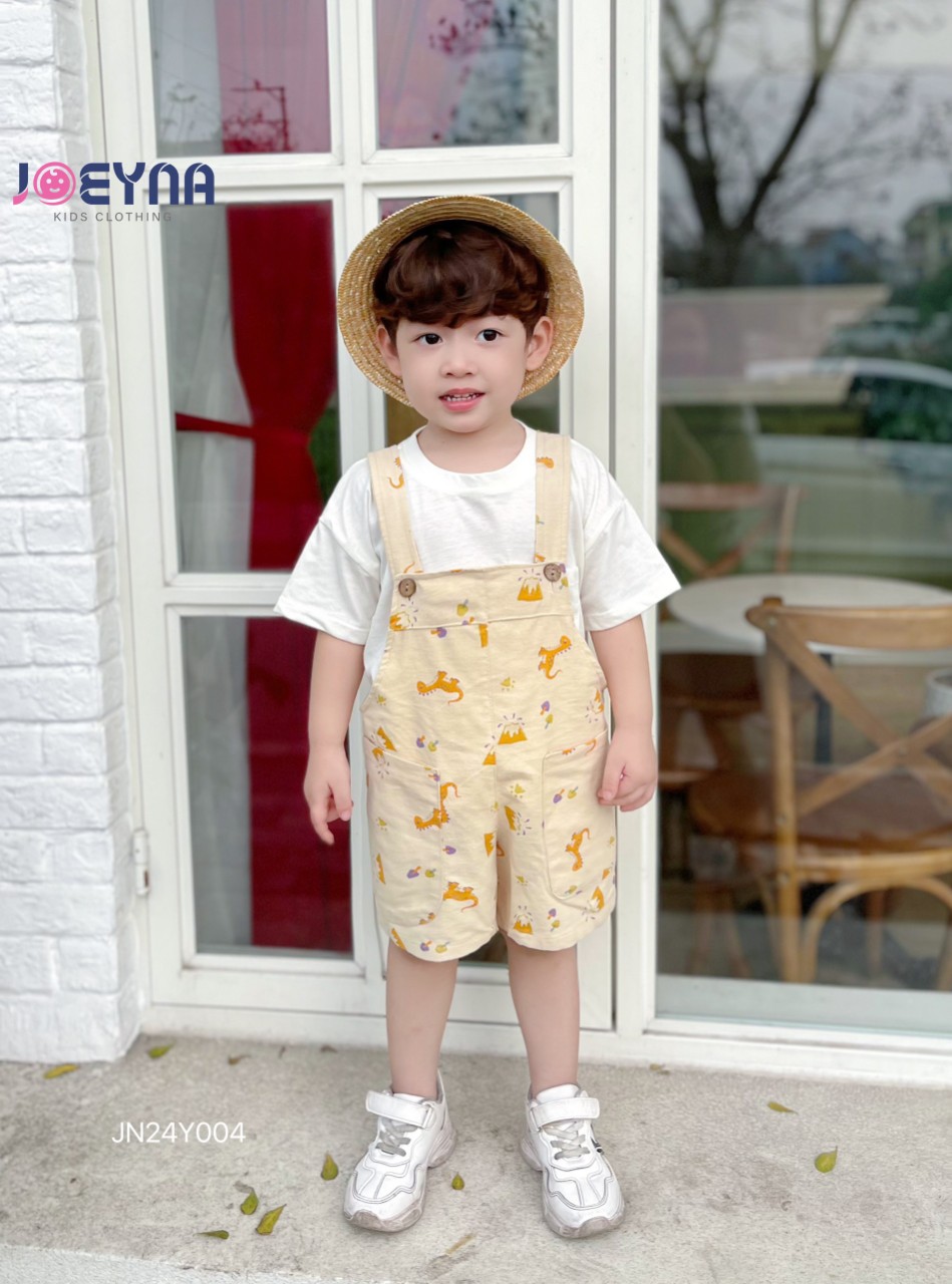 Yếm cho bé trai 1-7 hình khủng long in tràn vải thô cao cấp mềm mại ngộ nghĩnh thời trang