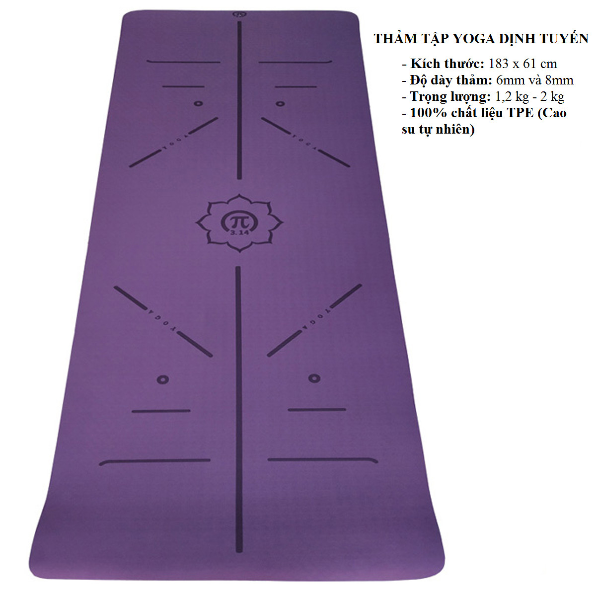 Thảm Yoga Định Tuyến TPE 2 Lớp Cao Cấp Amalife + Bao Thảm + Dây Buộc