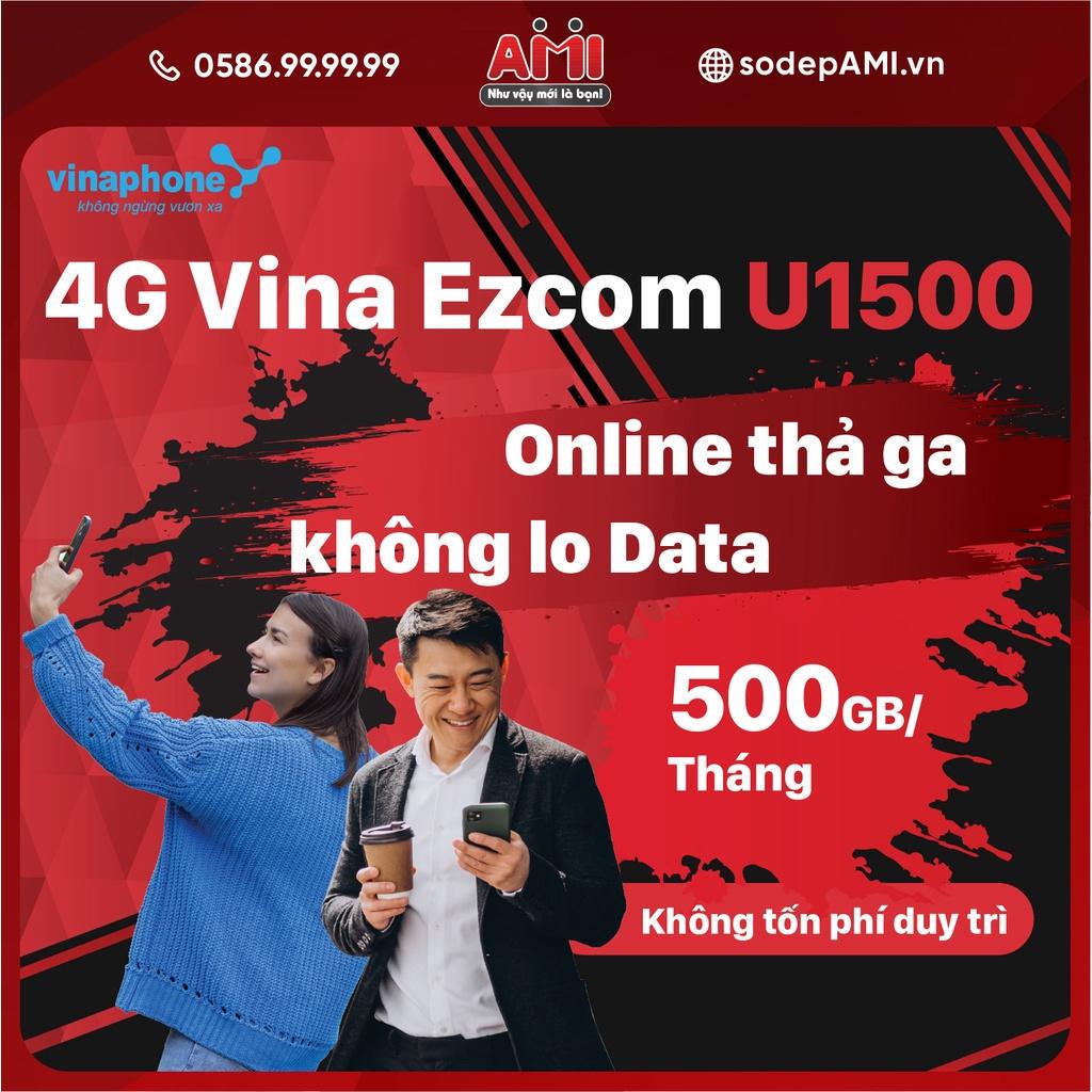 Sim 4G - U1500 MIỄN PHÍ 500Gb/tháng TRỌN GÓI 1 NĂM Không Nạp Tiền