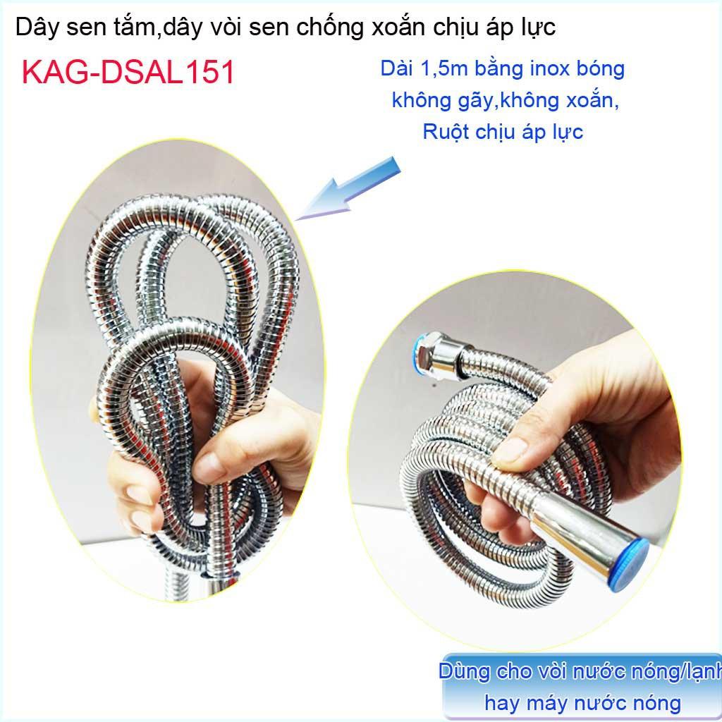 Dây sen chịu nhiệt chịu áp KAG-DSAP151, dây vòi tắm hoa sen- vòi xịt vệ sinh 1.5m chống xoắn chịu áp chịu nhiệt siêu bền