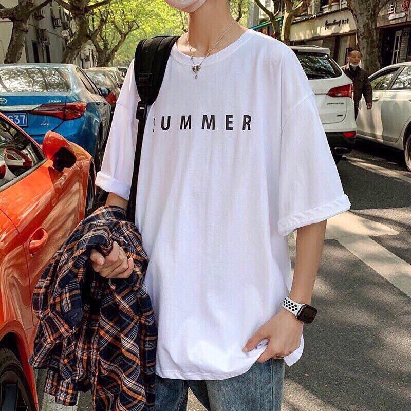 Áo Thun SUMMER tay lỡ form rộng Unisex 38-65kg Nam Nữ