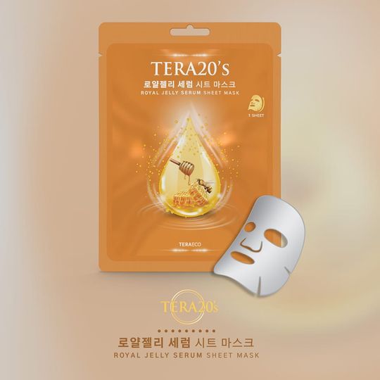 Mặt nạ tinh chất Sữa Ong Chúa TERA20's bổ sung dưỡng chất và độ ẩm cho da, giúp da ẩm mịn, se khít lỗ chân lông và kiểm soát dầu, làm sáng da.