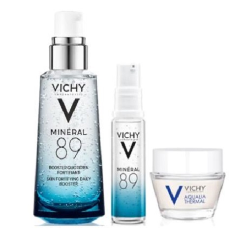 Combo Vichy Dưỡng Ẩm (Khoáng Cô Đặc Mineral 89 Tặng Gel Dưỡng Ẩm 15ml Và Khoáng Cô Đặc 10ml)