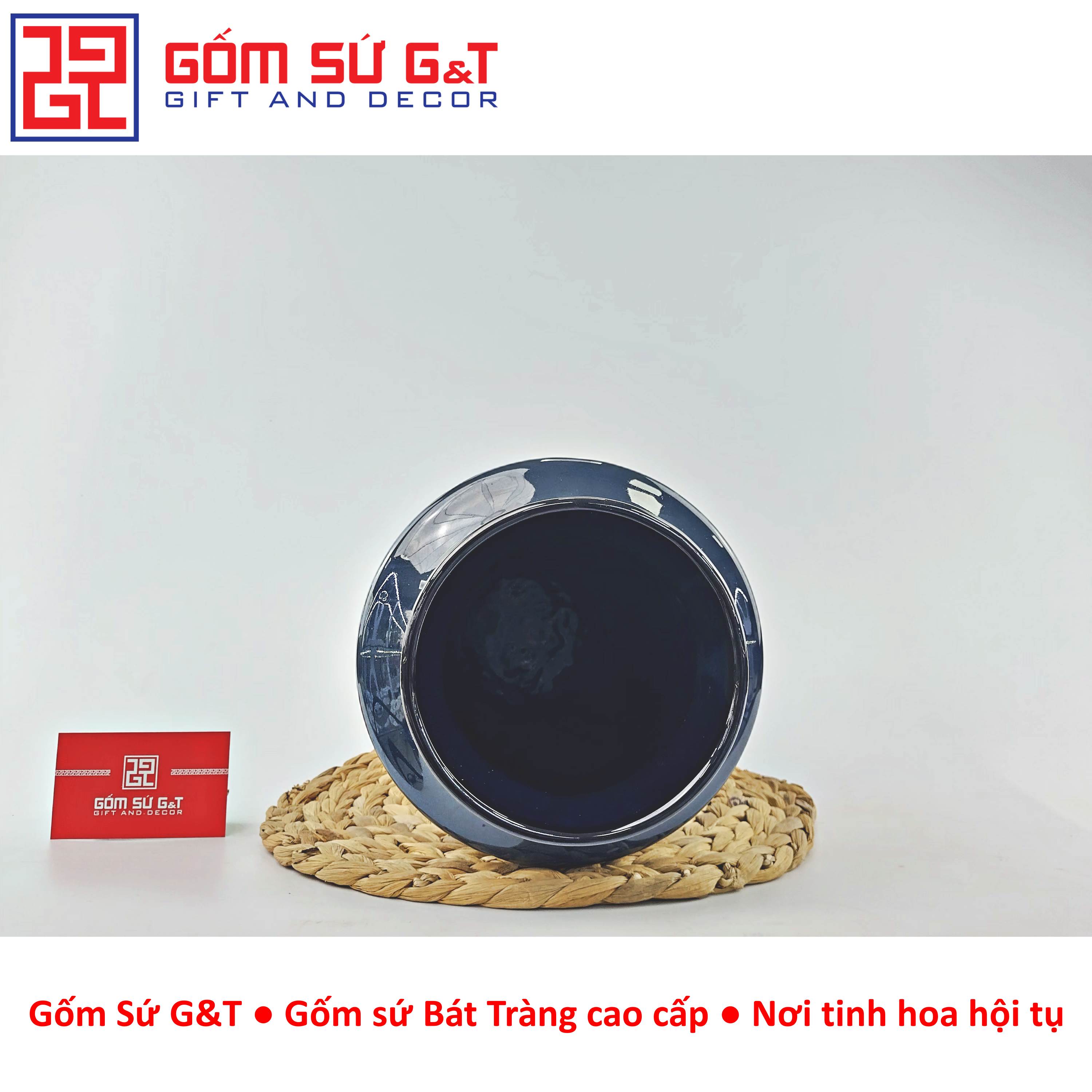 Lọ hoa men hỏa biến dáng chân voi vẽ sen Gốm Sứ G&amp;T