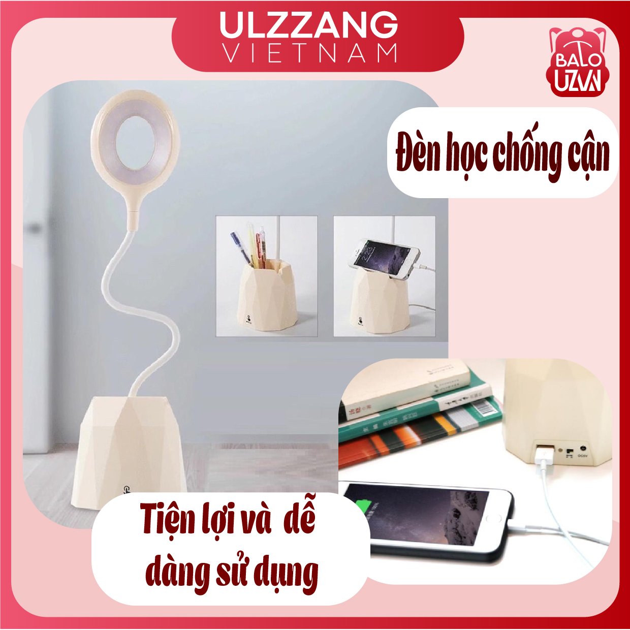 Đèn học để bàn chống cận tích điện , đèn mini cảm ứng đa năng cho bé 3 chế độ sáng.