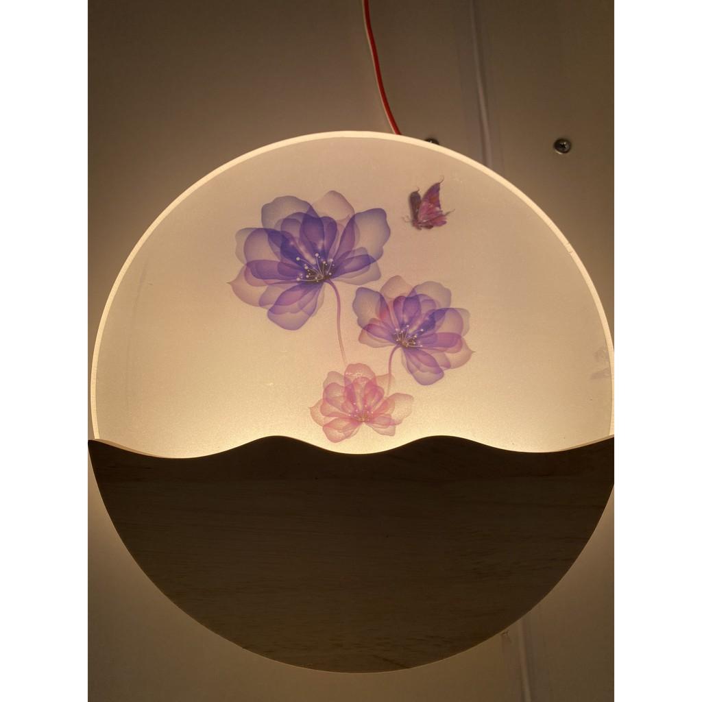 Đèn gắn tường hình 3 bông hoa tím - bóng led tiết kiệm điện