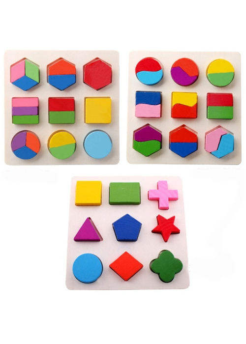 Đồ chơi gỗ giáo cụ Montessori combo 3 bảng lắp ghép hình khôi cho bé