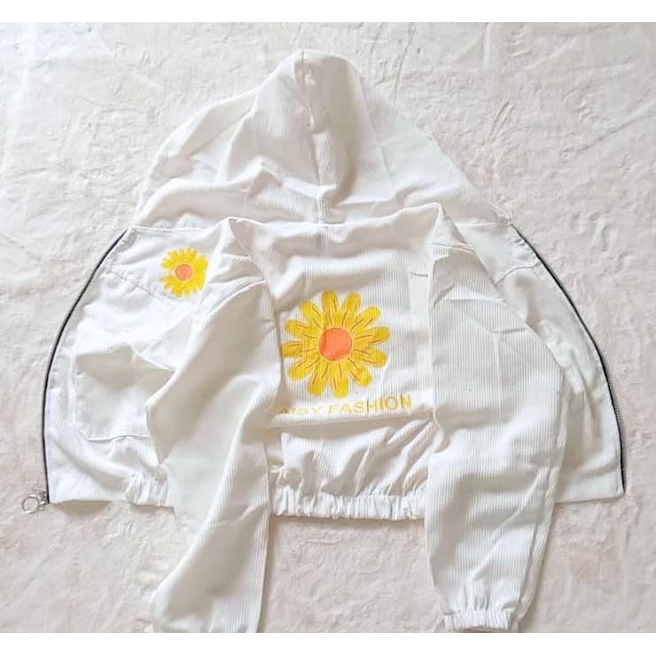 Áo khoác bombers nhung tăm in hoa cúc cute BBQ RumHana