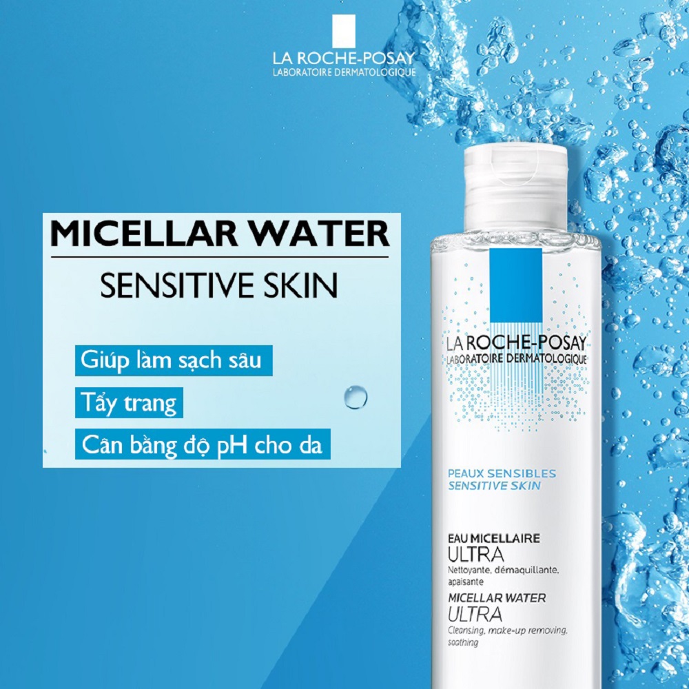 Nước Tẩy Trang Dành Cho Da Nhạy Cảm La Roche-Posay Micellar Water Ultra Sensitive Skin 400ml + Tặng 1 Móc Khóa Nhựa 2 Mặt