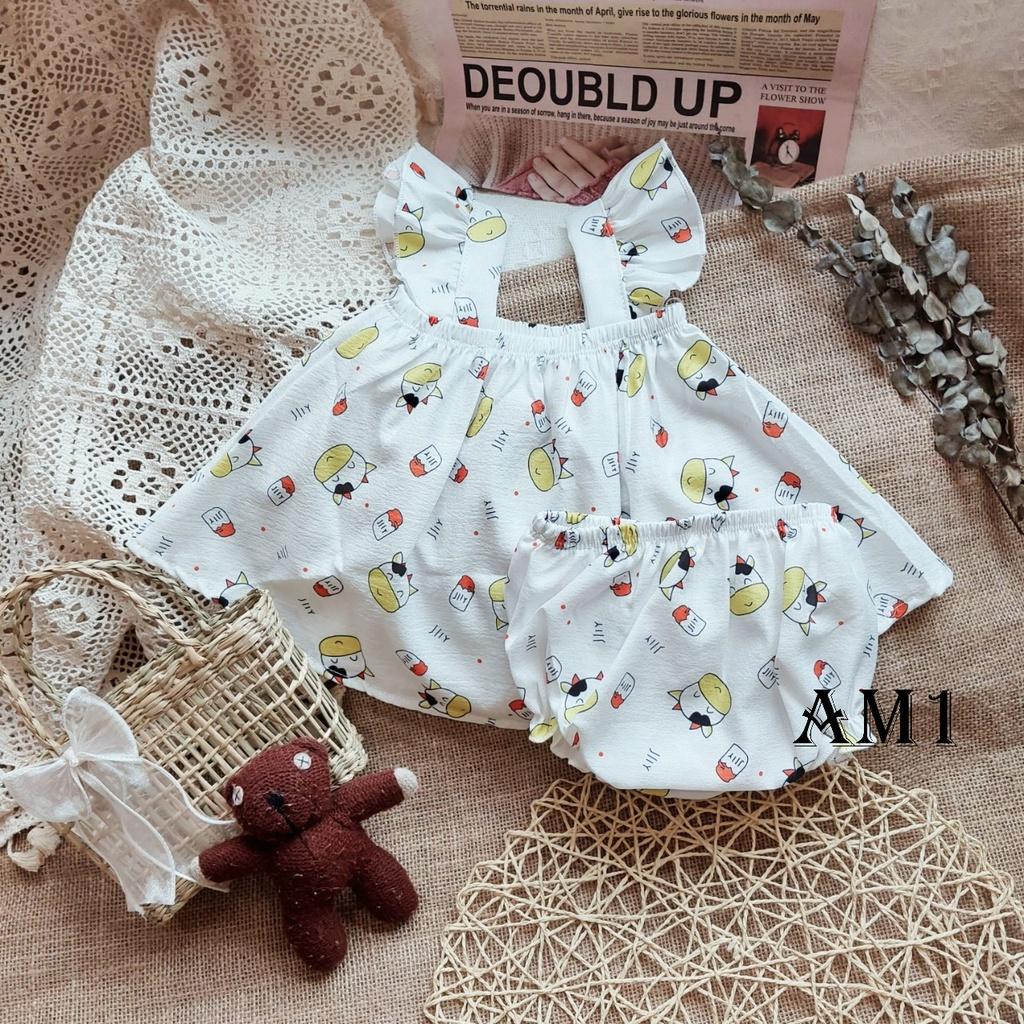 Đồ bộ bé gái quần áo cánh tiên vải đũi QATE902 - bộ cánh tiên bé gái xinh xắn
