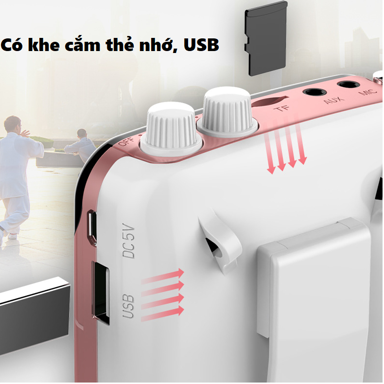 Loa trợ giảng A102s hỗ trợ Bluetooth, có khe cắm thẻ nhớ, USB