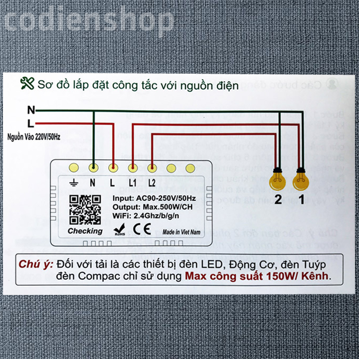 Công tắc cảm ứng [ĐIỀU KHIỂN TỪ XA] bằng điện thoại HUNONIC 2 Nút màu đen + HẸN GIỜ THÔNG MINH | Công nghệ 4.0