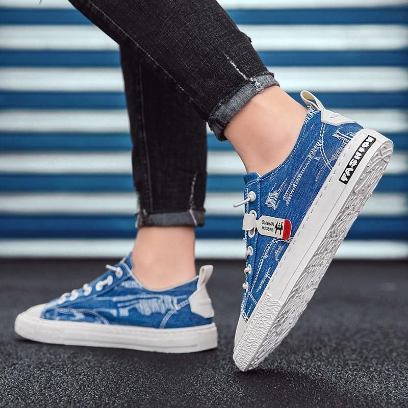 Giày Nam, Giày Sneaker Nam Vải Bò Rách, Đế Khâu Cực HOT 2021