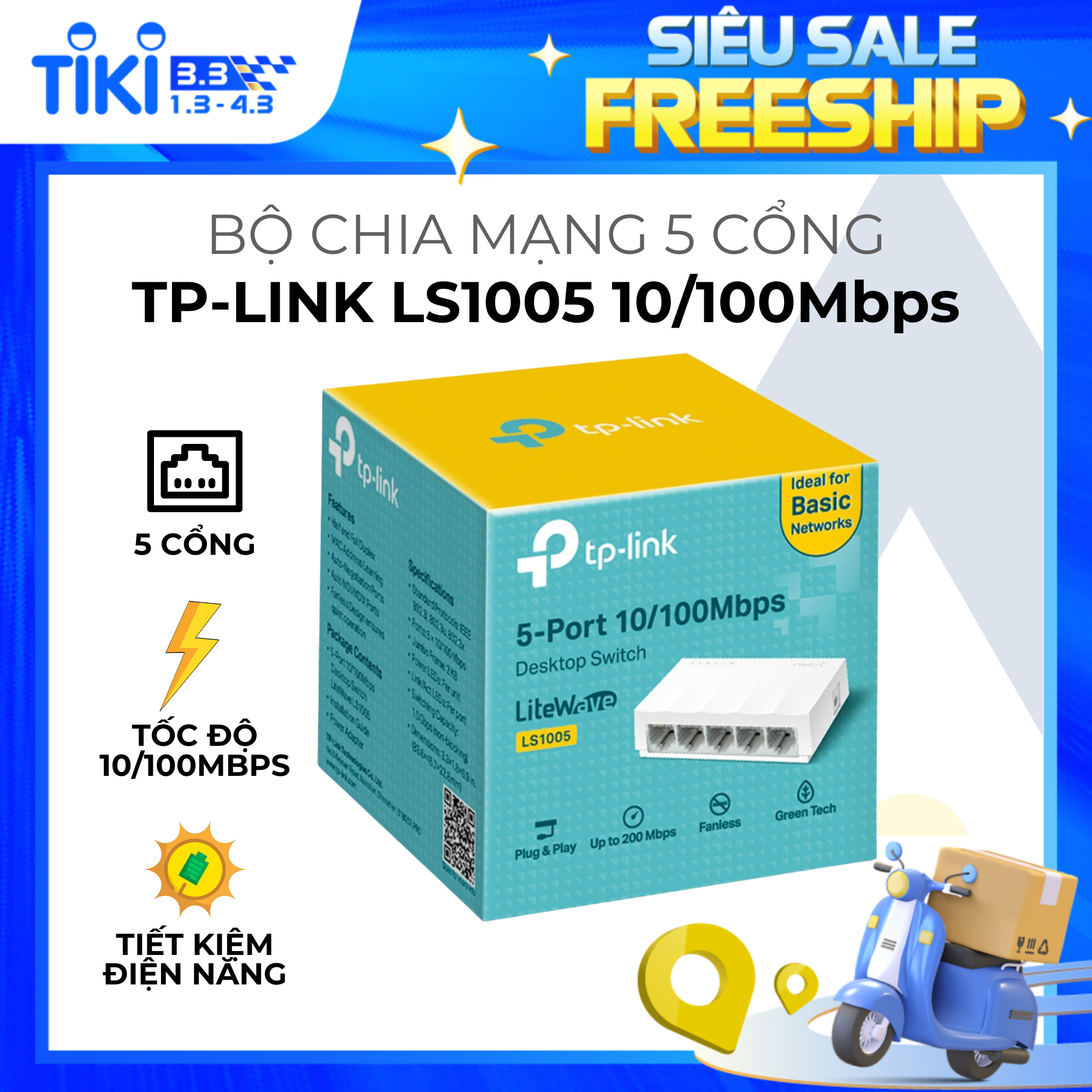 Hình ảnh TP-Link LS1005 - Bộ Chia Mạng Switch Để Bàn 5 cổng 10/100Mbps - Hàng Chính Hãng