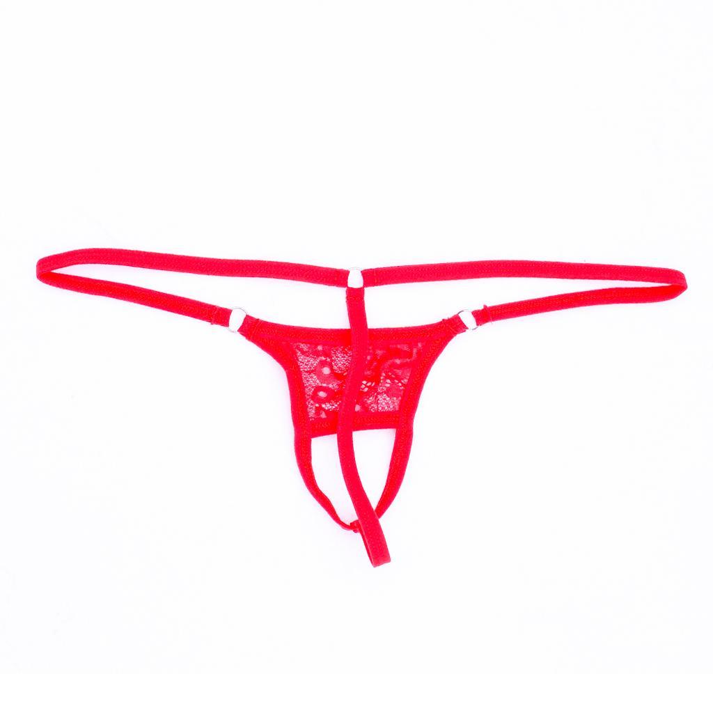 2-7pack Men's Open Front Breathable G-String Underwear Pouch Brief Thong Red