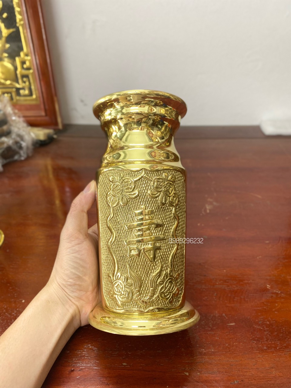 Ống đựng hương nhang bằng đồng vàng size trung