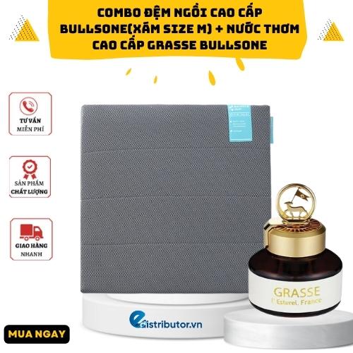 Combo Đệm Ngồi Xe Hơi, Văn Phòng Cao Cấp Bullsone(Xám Size M) + Nước Thơm Cao Cấp Grasse Bullsone HQST31