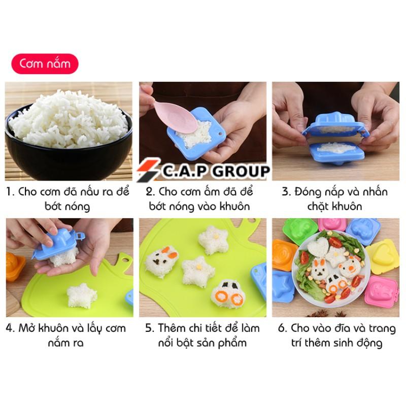 Khuôn làm cơm hình thú cho bé, Set 6 khuôn cơm tạo hình, Khuôn ép cơm Bento cơm nắm