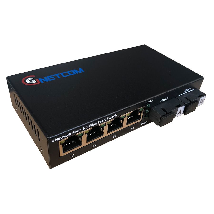 Switch quang chuyển tiếp Gnetcom HL-2F4E-1000 | 2 port fiber,4 lan 10/100/1000MB - Hàng Chính Hãng