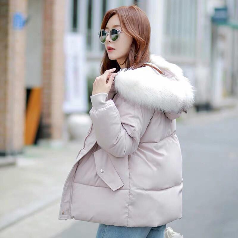 Áo Khoác Phao Mũ Lông Nữ