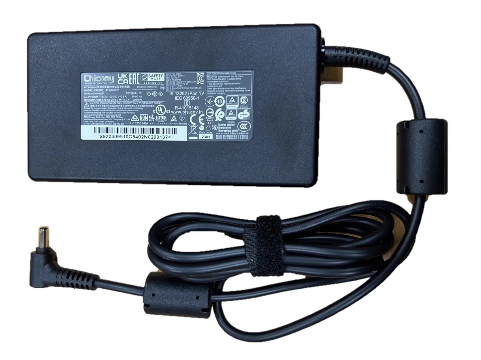 Sạc dành cho MSI Katana 15 B13VEK B13VGK B12VEK B12VFK B12VGK 200W Laptop AC Adapter hàng nhập khẩu.