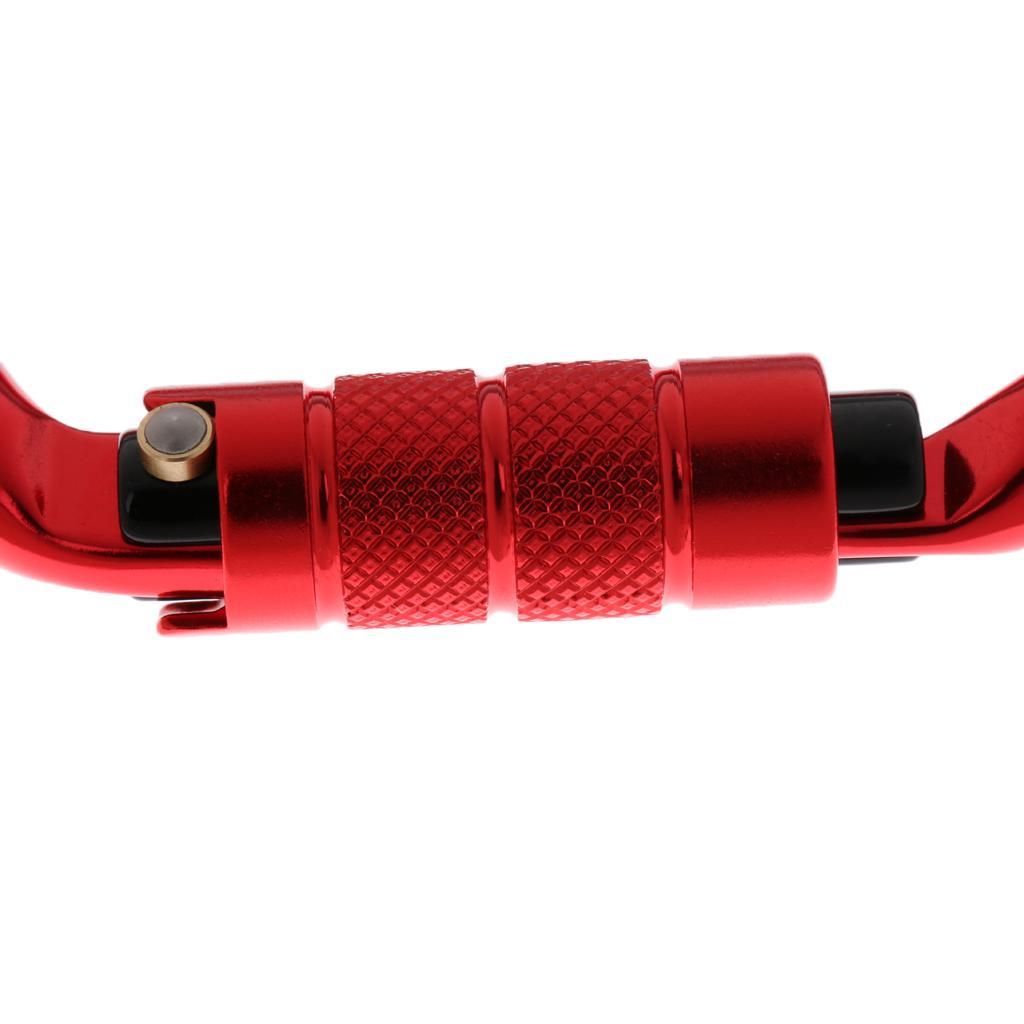 Oval Climbing Carabiner 25KN Aluminum Auto Locking Carabiner red