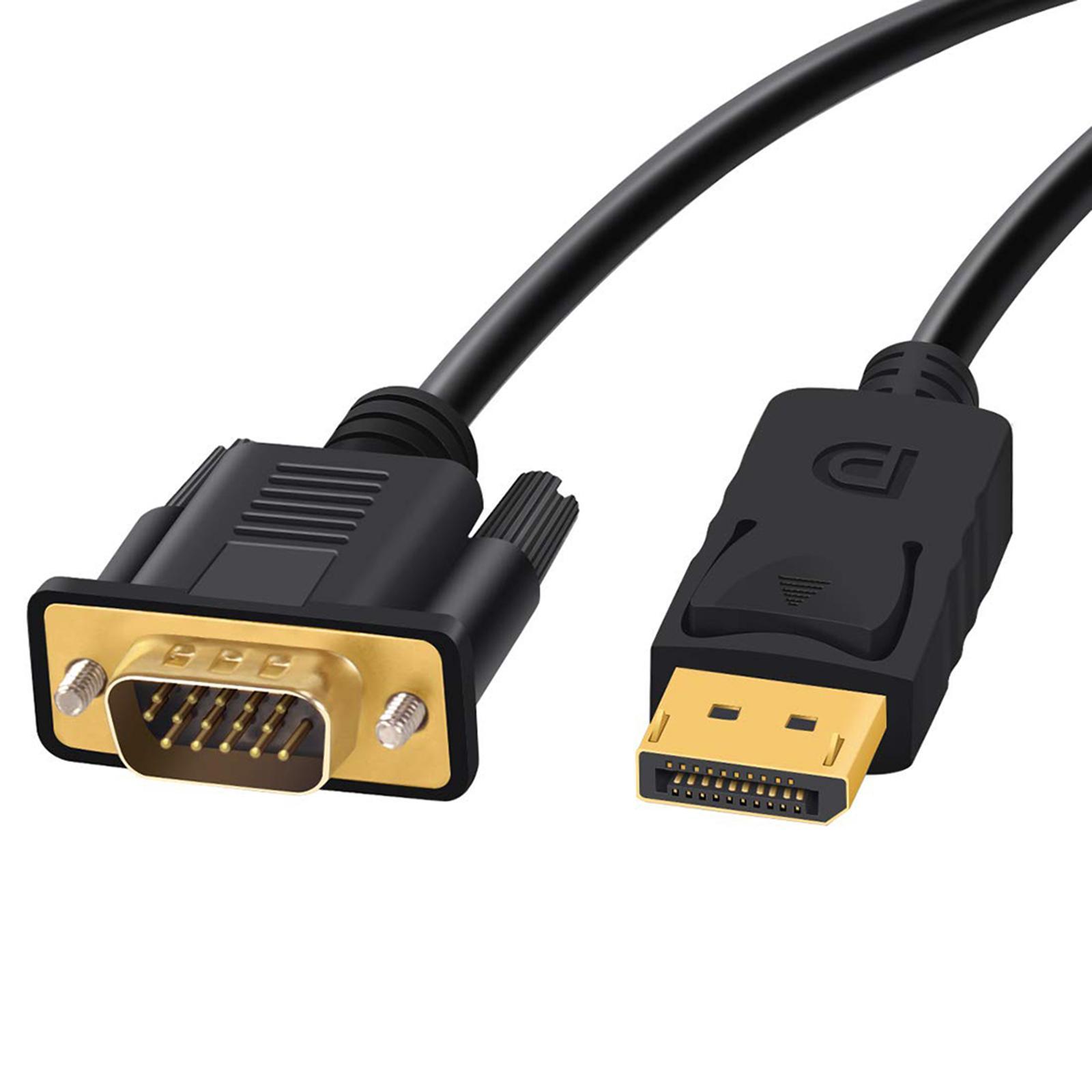 DP to VGA Cable, DP to VGA cable Plated, DP Male to VGA Male Cable, Black
