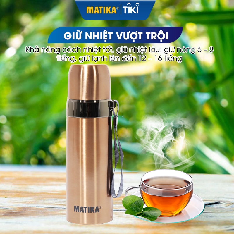 Bình Giữ Nhiệt Inox MATIKA MTK-HC7500 Bình Đựng Nước Dung Tích 500ml - Hàng Chính Hãng