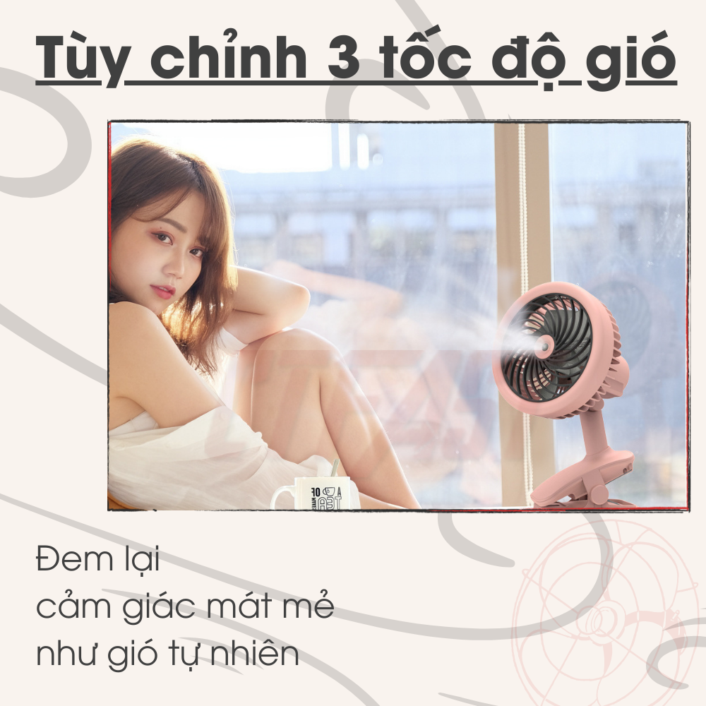 Quạt mini để bàn, quạt tích điện usb CTFAST M102 - Quạt cầm tay 3 tốc độ, điều chỉnh hướng gió 360 độ, không gây ồn, pin sạc dung lượng cao - hàng chính hãng