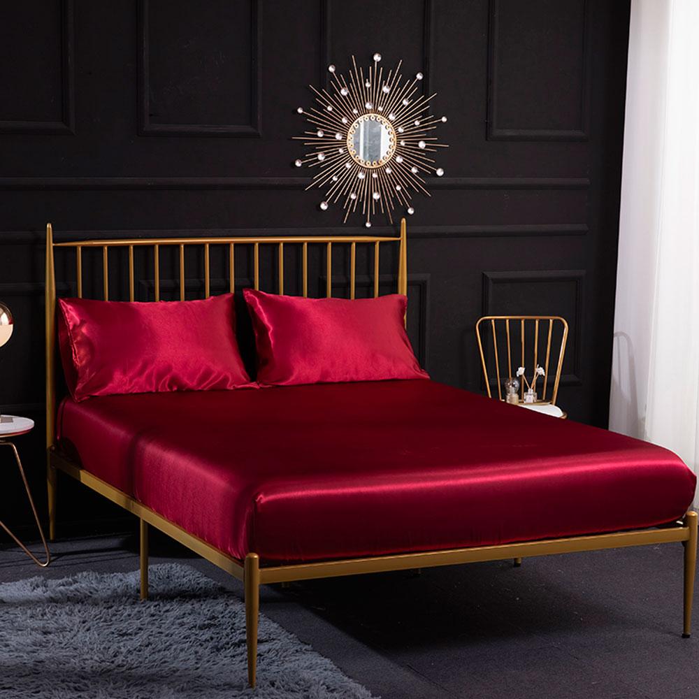 Nóng Lụa Satin Trang Bị Tấm Với Vỏ Gối Giường Tấm Bảo Vệ Nệm Màu Trắng Đen Xám Xanh Tím Đôi Nữ Hoàng Drap Giường