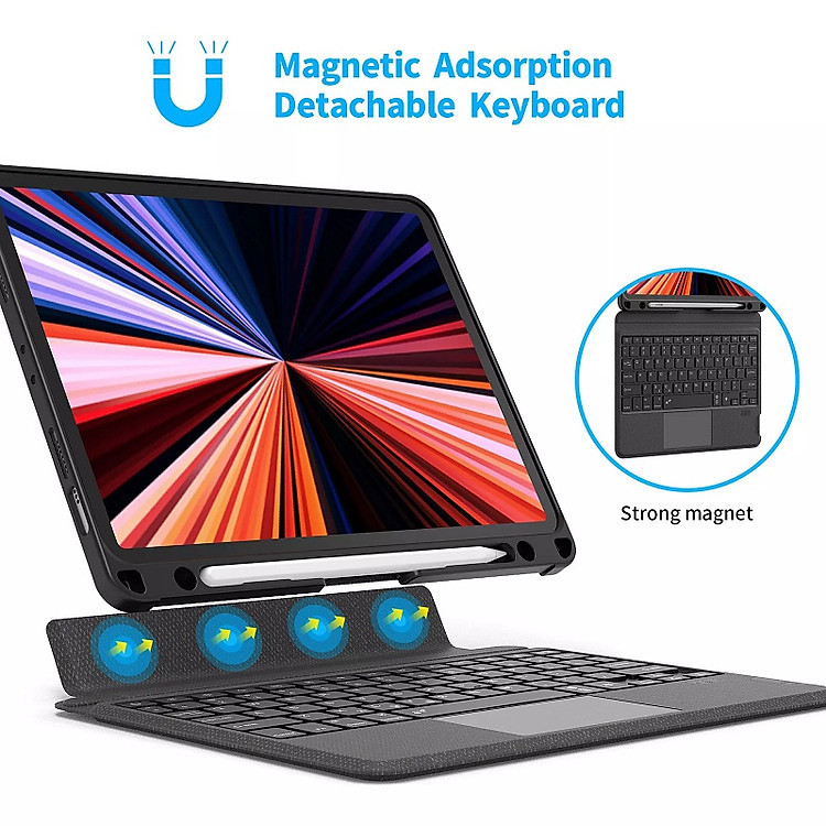 Bao da kiêm bàn phím Bluetooth cho iPad 11inch M4 2024/ Pro 13inch M4 2024 có Trackpad hiệu WIWU Magtouch - Hàng chính hãng