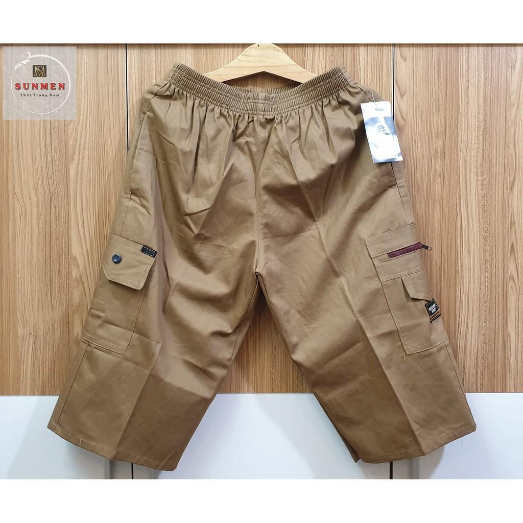 Quần Short Nam Kaki Túi Hộp Lưng Thun Co Giãn From Dài Rộng Thoải Mái Vải Mềm Mịn Trung Niên SUNMEN FreeSize