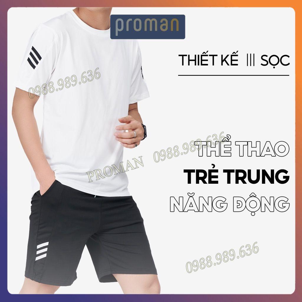 Bộ đồ nam thể thao Thun lạnh 3 sọc, Bộ thể thao nam mặc nhà, tập gym thể thao co dãn 4 chiều cực thích BO03 - PROMAN