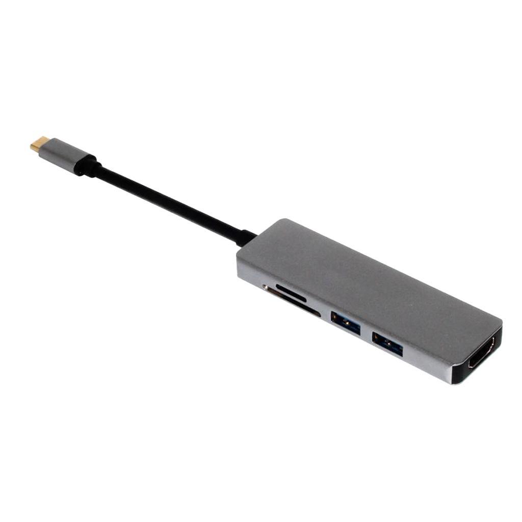Aluminium USB C 3.1 Hub 5 in 1 Adapter USB 3.0 + HDMI+ Card Reader Port for Apple Macbook