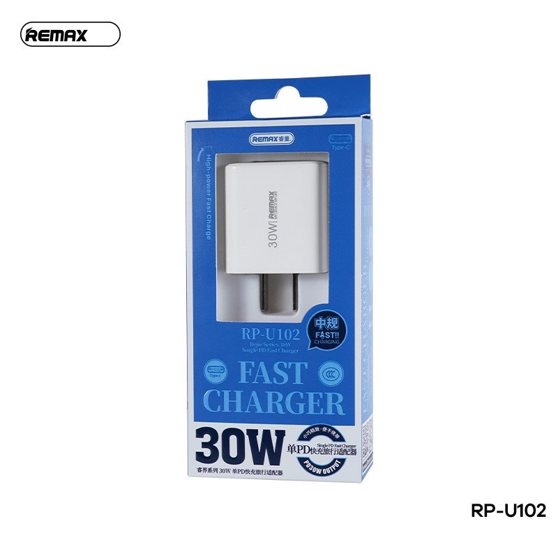 Cóc sạc nhanh Remax RP-U102 PD 30W 1 cổng Type C- Hàng chính hãng