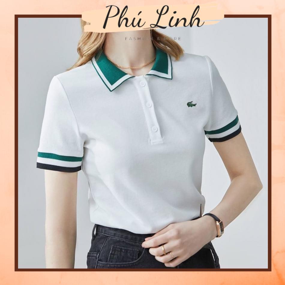 MS492 Áo polo nữ trơn bo viền tay xuất khẩu