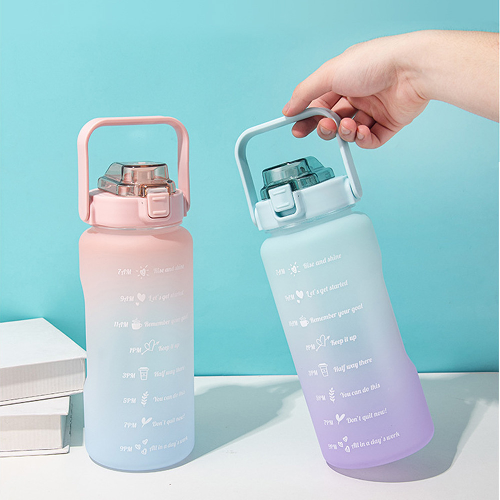 Bình đựng nước 2L dễ thương có vạch báo giờ uống nước - màu sắc cực cool - thương hiệu YY cao cấp