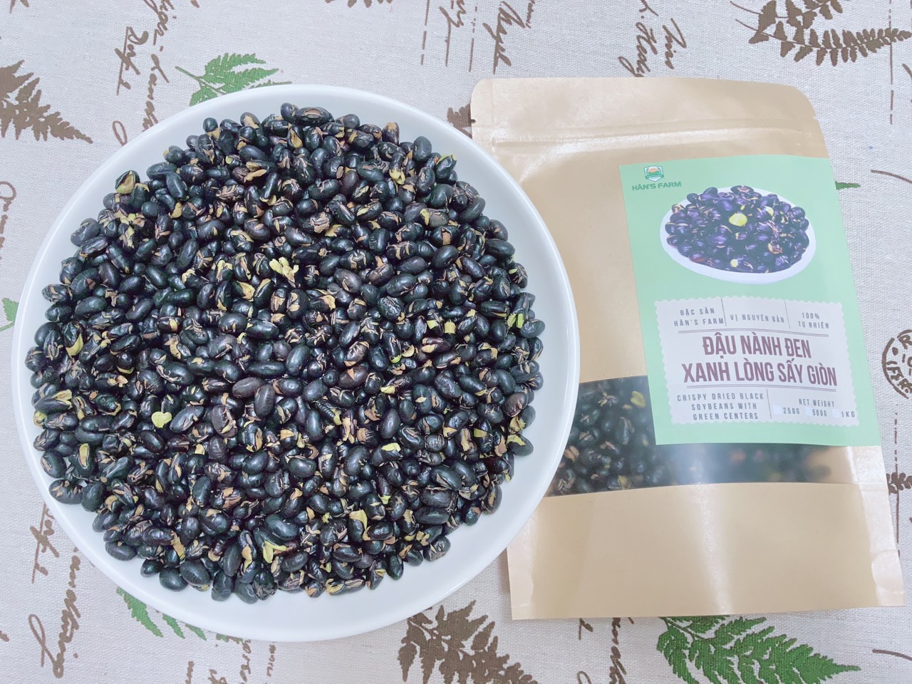 Đậu nành đen xanh lòng (đậu tương đen) sấy giòn nguyên vị ăn liền - hàng loại 1 không biến đổi gen