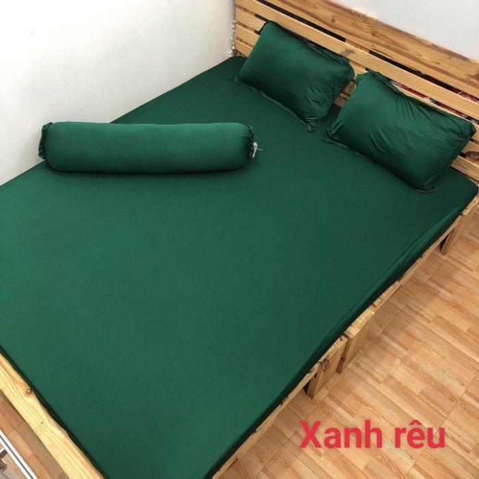 Bộ 4 Món Ga Gối Thun Mát Mềm Thun Lạnh Cao Cấp LAN PHAM BEDDING - Màu Xanh Rêu