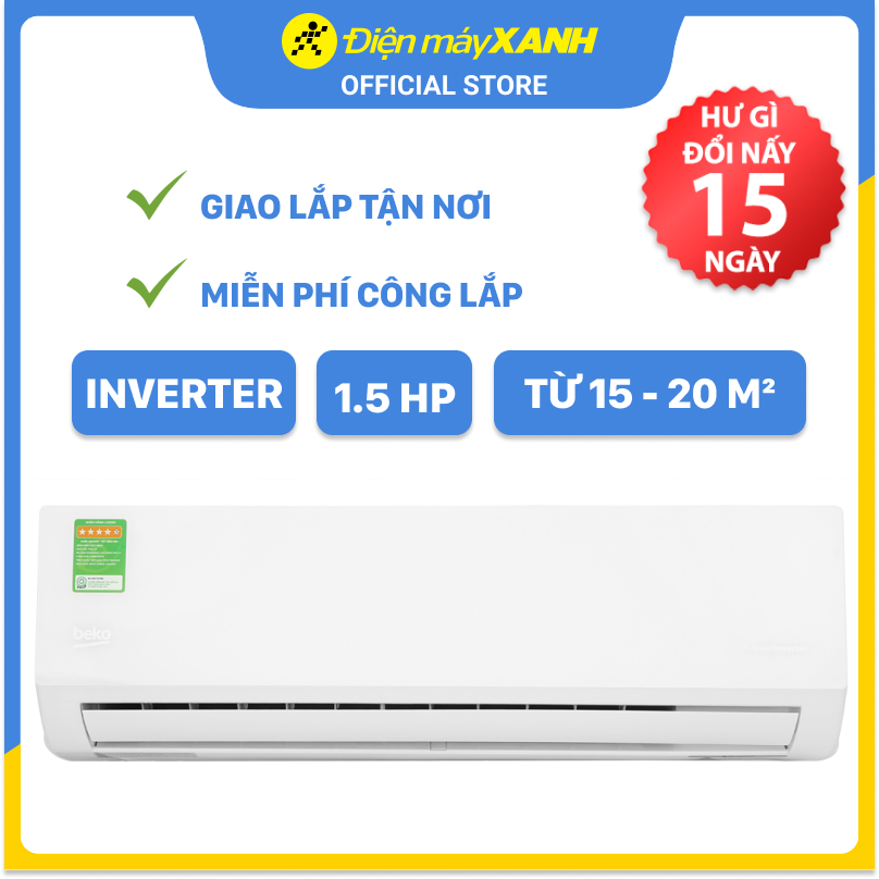 Máy lạnh Beko Inverter 1.5 HP RSVC12VT - Hàng Chính Hãng (Giao Hàng Toàn Quốc)