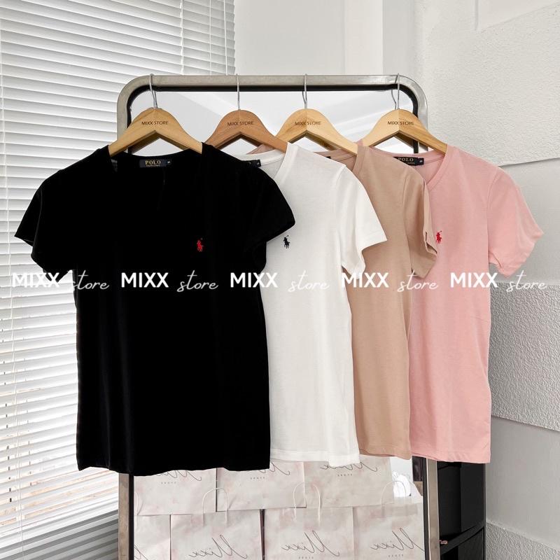Áo thun nữ polo thêu chất cotton mềm mịn phom vừa người chuẩn xinh