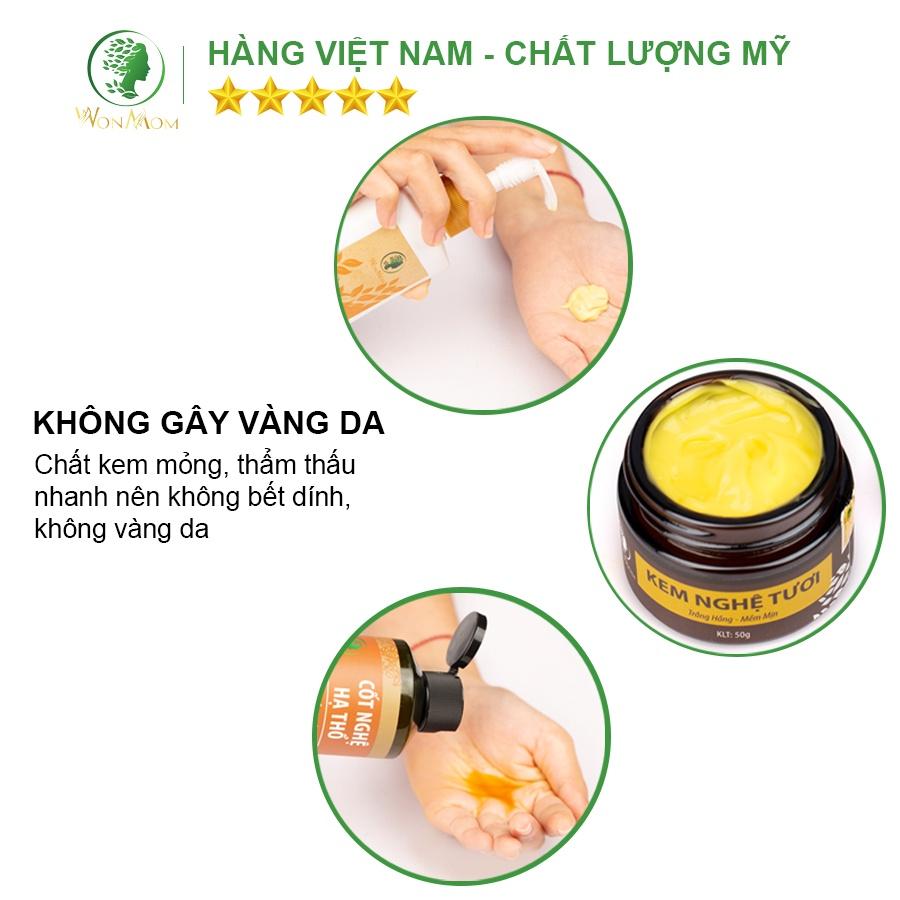 Bộ dưỡng trắng hồng da mặt và body sau sinh Wonmom ( Kem nghệ tươi + cốt nghệ + kem sữa nghệ )