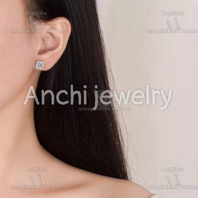 Bộ dây chuyền - bông tai nữ bạc 925 đính đá thời trang Hàn Quốc, Anchi jewelry