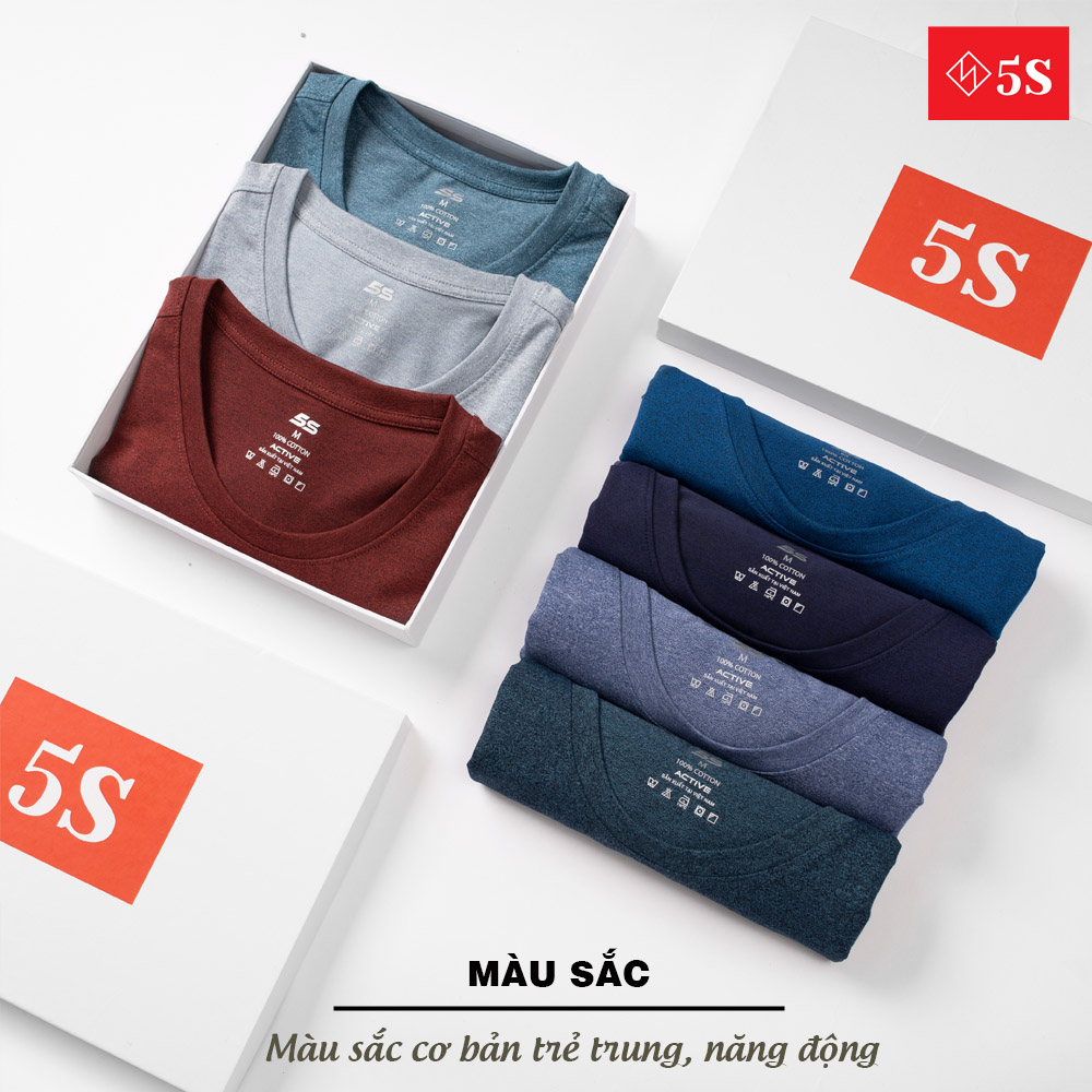 Áo Thun Nam 5S (7 màu) Tay Ngắn Premium, Chất Liệu Cotton Mềm Mại, Thấm Hút Mồ Hôi, Co Giãn Thoải Mái (TSO21023)