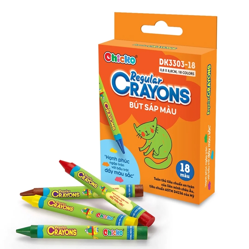 Bút Sáp Màu Chicko Regular Crayons - 18 Màu - DK3303-18