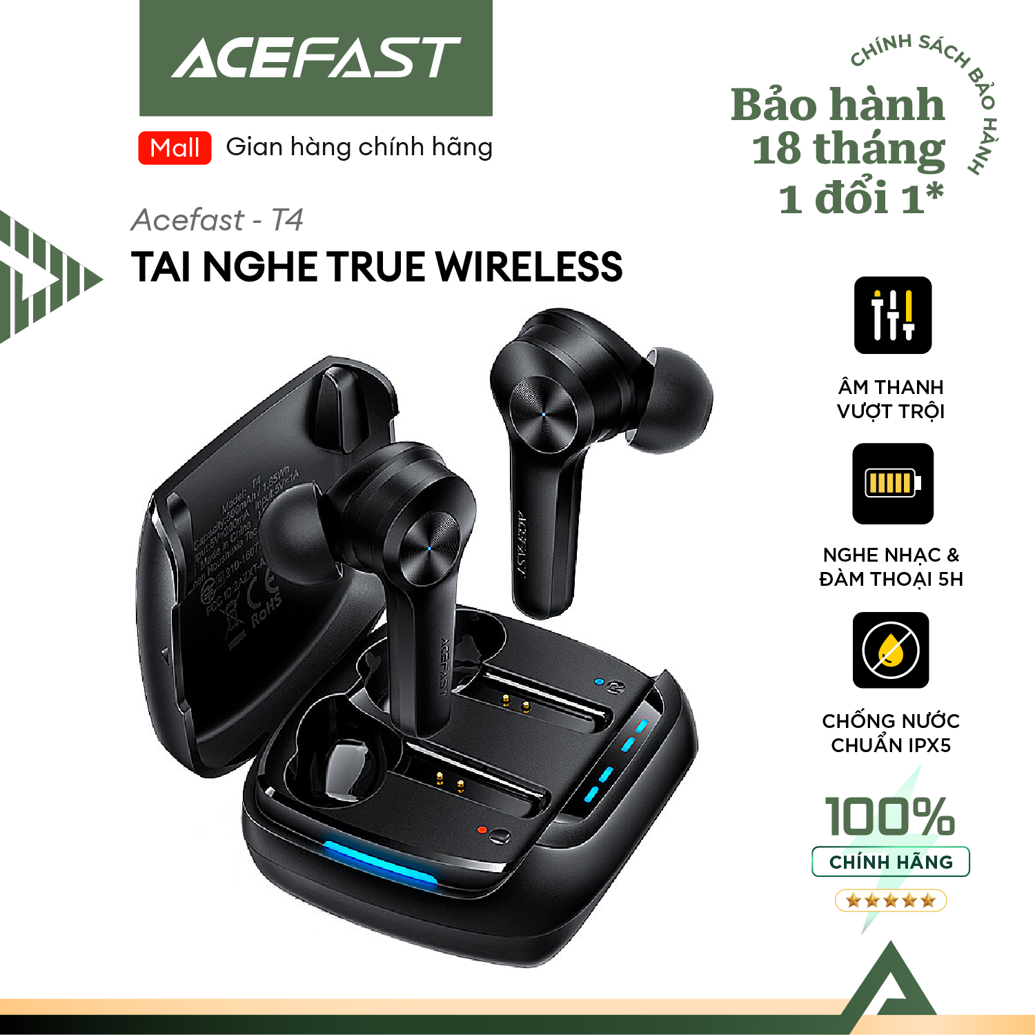 Tai nghe True Wireless Acefast - T4 Hàng chính hãng Acefast